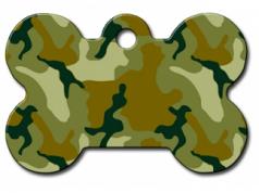 Engraved ID Tag:  Small Bone Shape Camo 