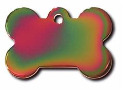 Engraved ID Tag:  Small Bone Shape Rainbow