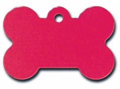 Engraved ID Tag:  Small Bone Shape Red