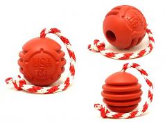 Dog Toy:  USA K9 Stars & Stripes Retrieving Reward Ball Toy with Rope