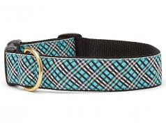 Dog Collars: 1.5" Wide Aqua Plaid Clip Collar