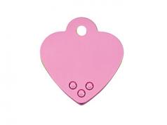 Engraved ID Tag:  Small Heart Shape Pink with Pink Crystals