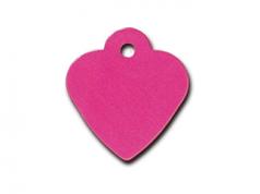 Engraved ID Tag:  Small Heart Shape Hot Pink