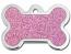 Engraved ID Tag:  Large Bone Shape Chrome with Pink Hologram Sparkle Epoxy