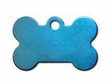 Engraved ID Tag:  Small Bone Shape Blue