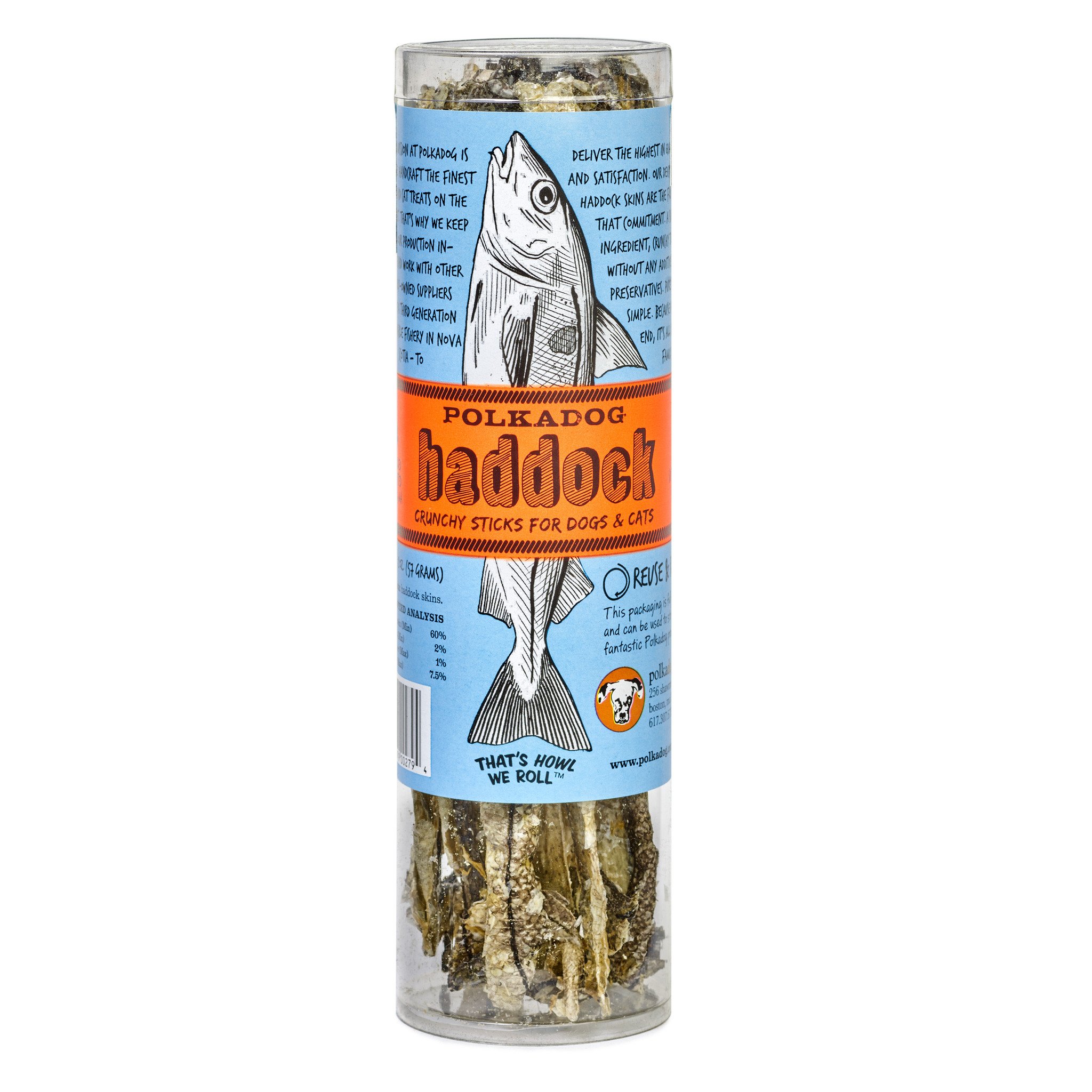 Treats:  PolkaDog 100% Haddock Skin Sticks