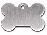 Engraved ID Tag:  Large Bone Shape Brushed Chrome